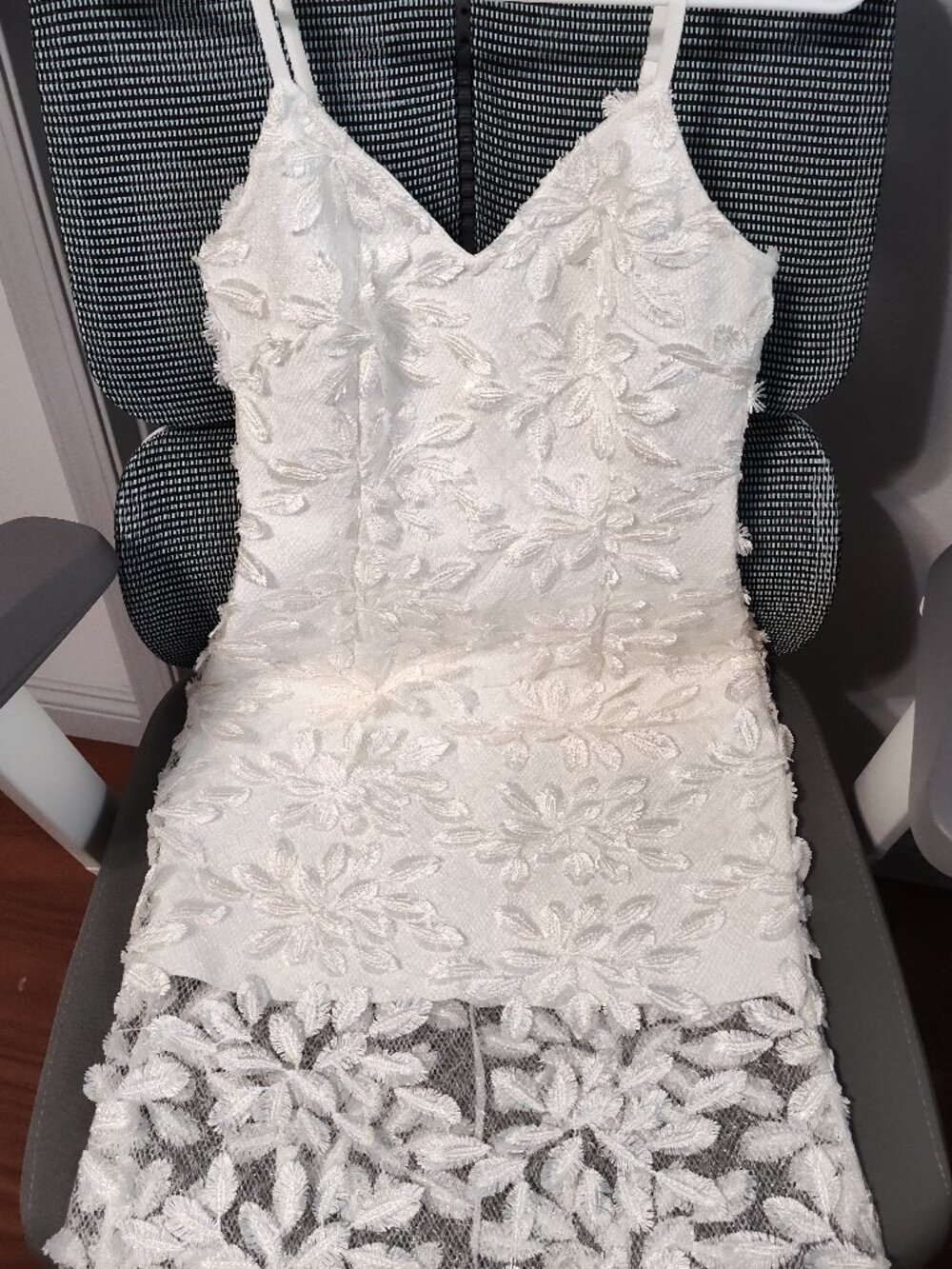 White 3D Floral Lace Maxi Dress size S Bridal bride beach wedding boho, new with - Picture 11 of 16